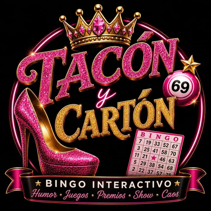 Logo de Tacón y Cartón: bingo interactivo, humor, juegos, premios, show y caos